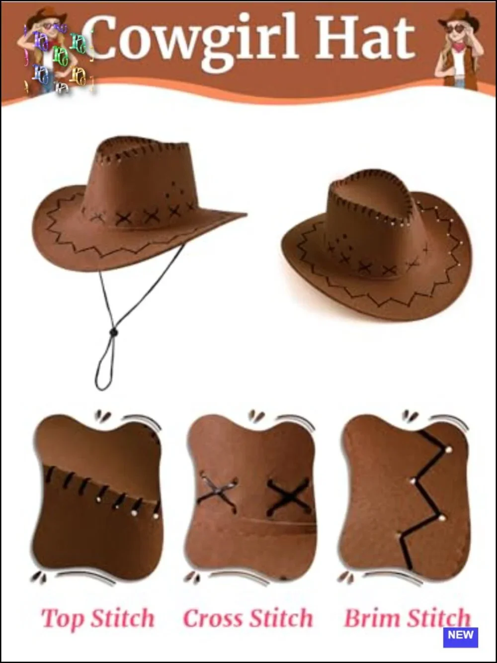 Girls Cowgirl Costume 6pc Set Fringe Vest Hat Bandana Kids Western Rodeo Outfit
